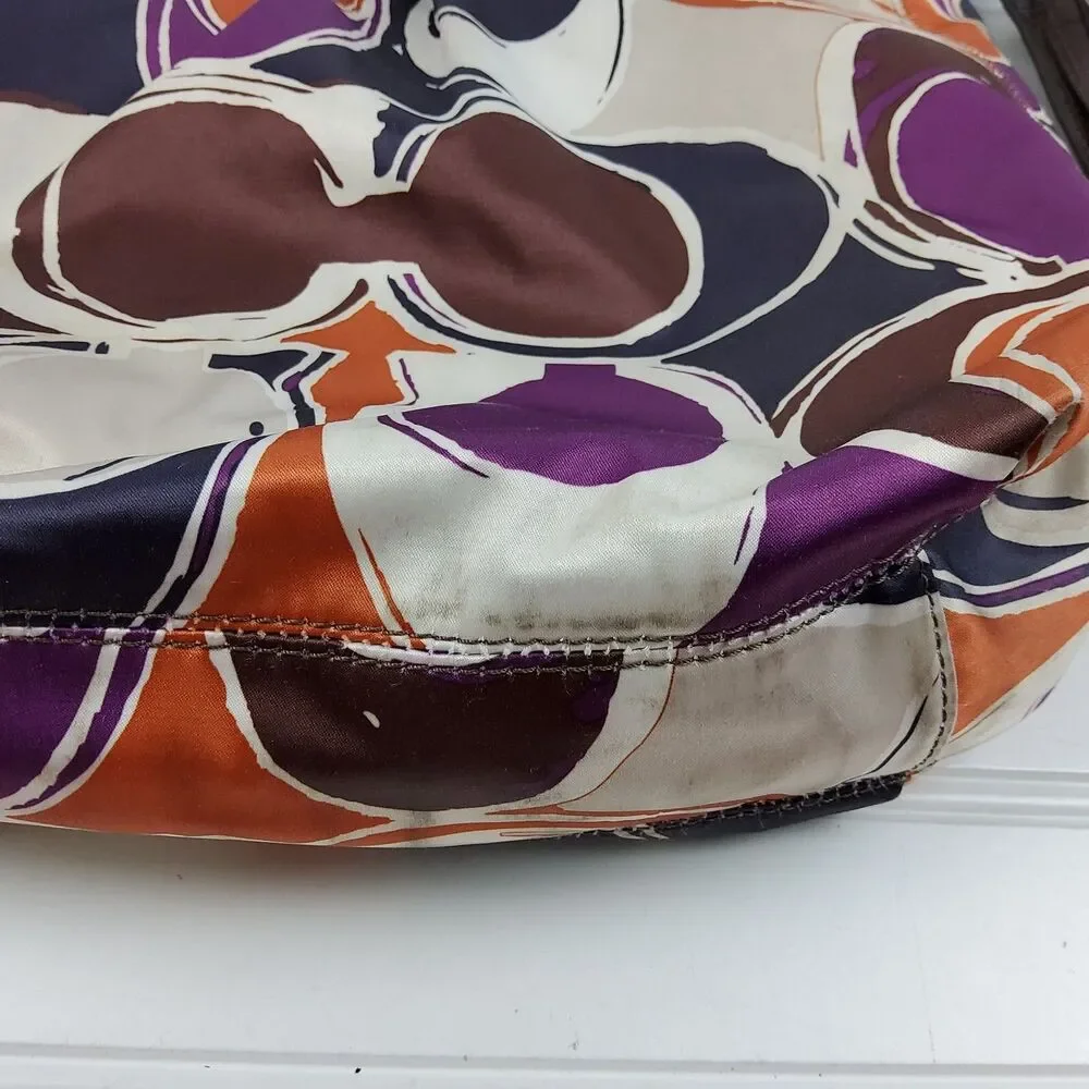 Coach Ashley F20016 Hand Drawn Scarf Print Shoulder Handbag Purse Crossbody
